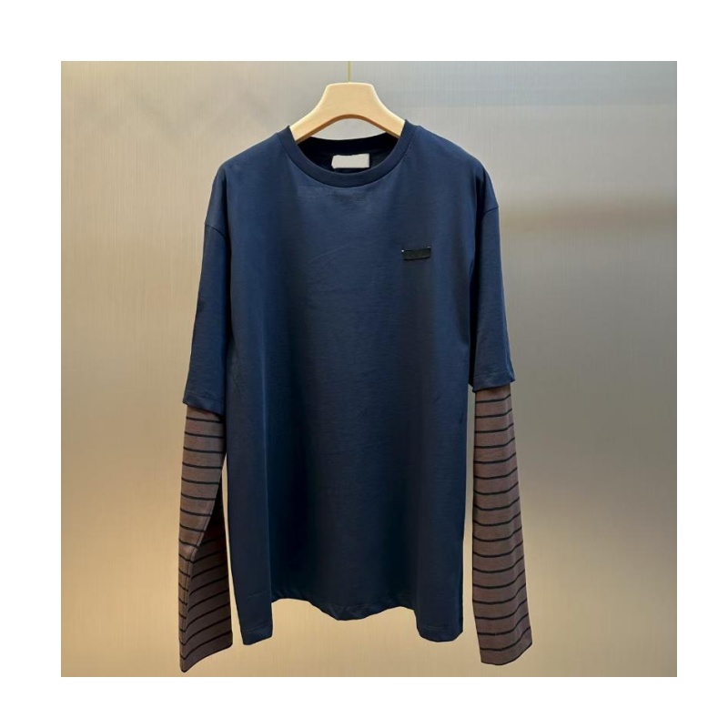 Fashion designer shirts women t shirt top casual long sleeved polo shirt womens trendy long sleeved T-shirt versatile loose striped shirts autumn minimalist polos