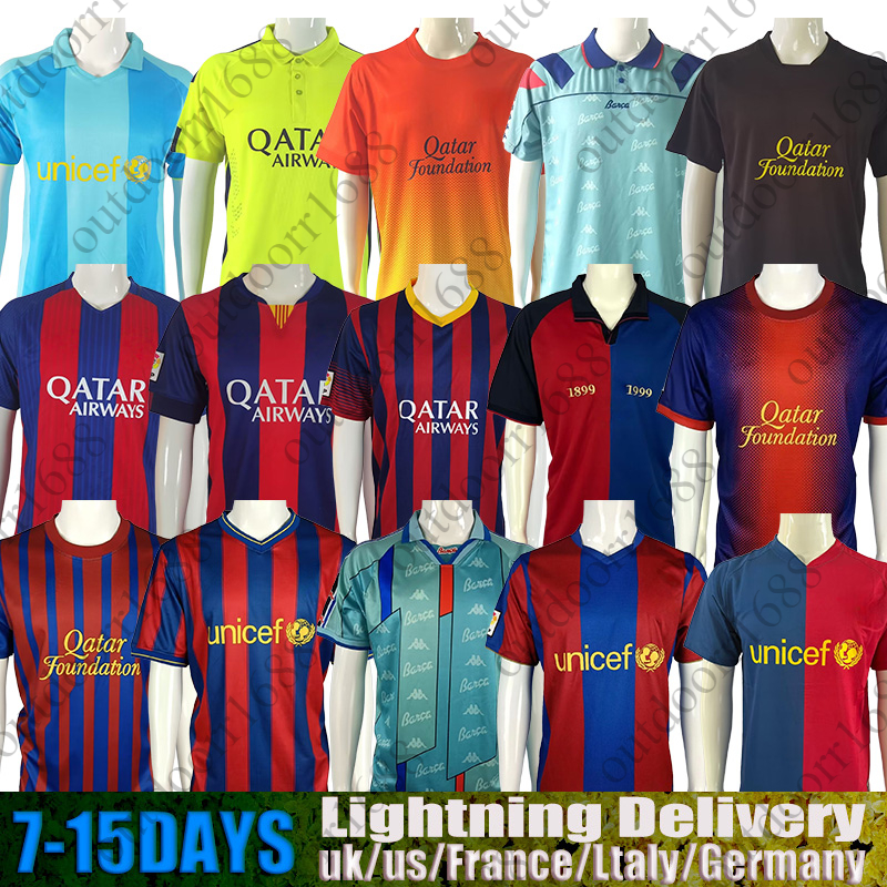 Barcelone Retro Soccer Jerseys Messi's football career RONALDINHO A.INIESTA 01 02 03 04 05 06 07 08 09 10 11 12 13 14 15 16 17 18 19 vintage football shirt T 2010 2011 2013 00