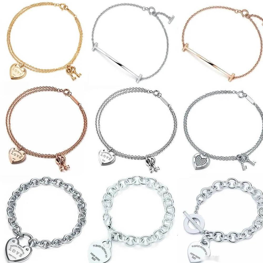 Charm Bracelets Designer Bracelets 100% Sterg Sier Original Authentic Classic Key Heart Exquisite Wedding Women Bracelet Jewelry Gift