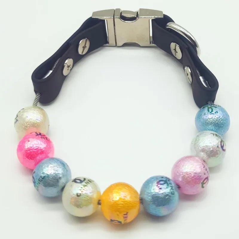 Designer Dogs Collar Cat Pearl Collars, Cute Fashion Pet PU Leather Collars Necklace for Small Dog Pets Wedding Party Luxurious Birthday Gift White S 