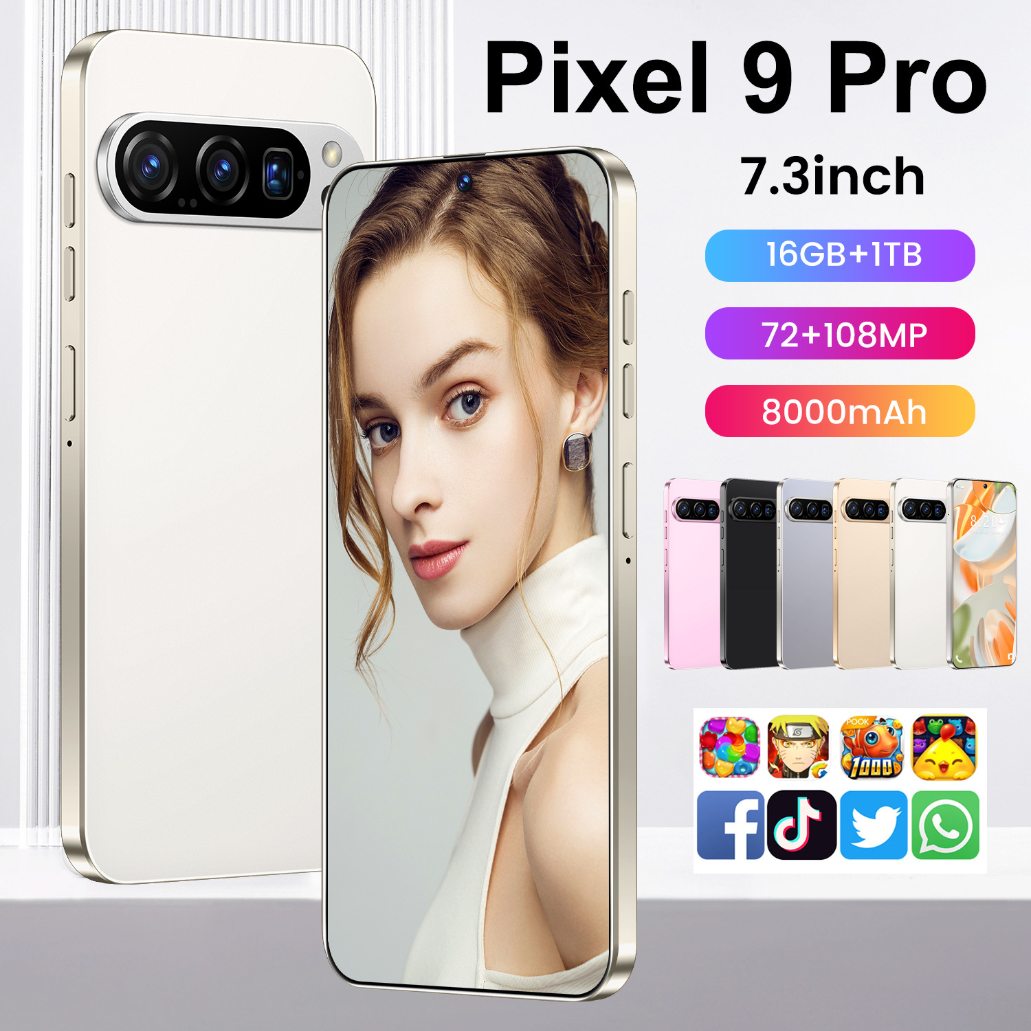 Pixel 9 Pro, a top-selling Android smartphone with 6+64GB of memory and 4G high-speed network.