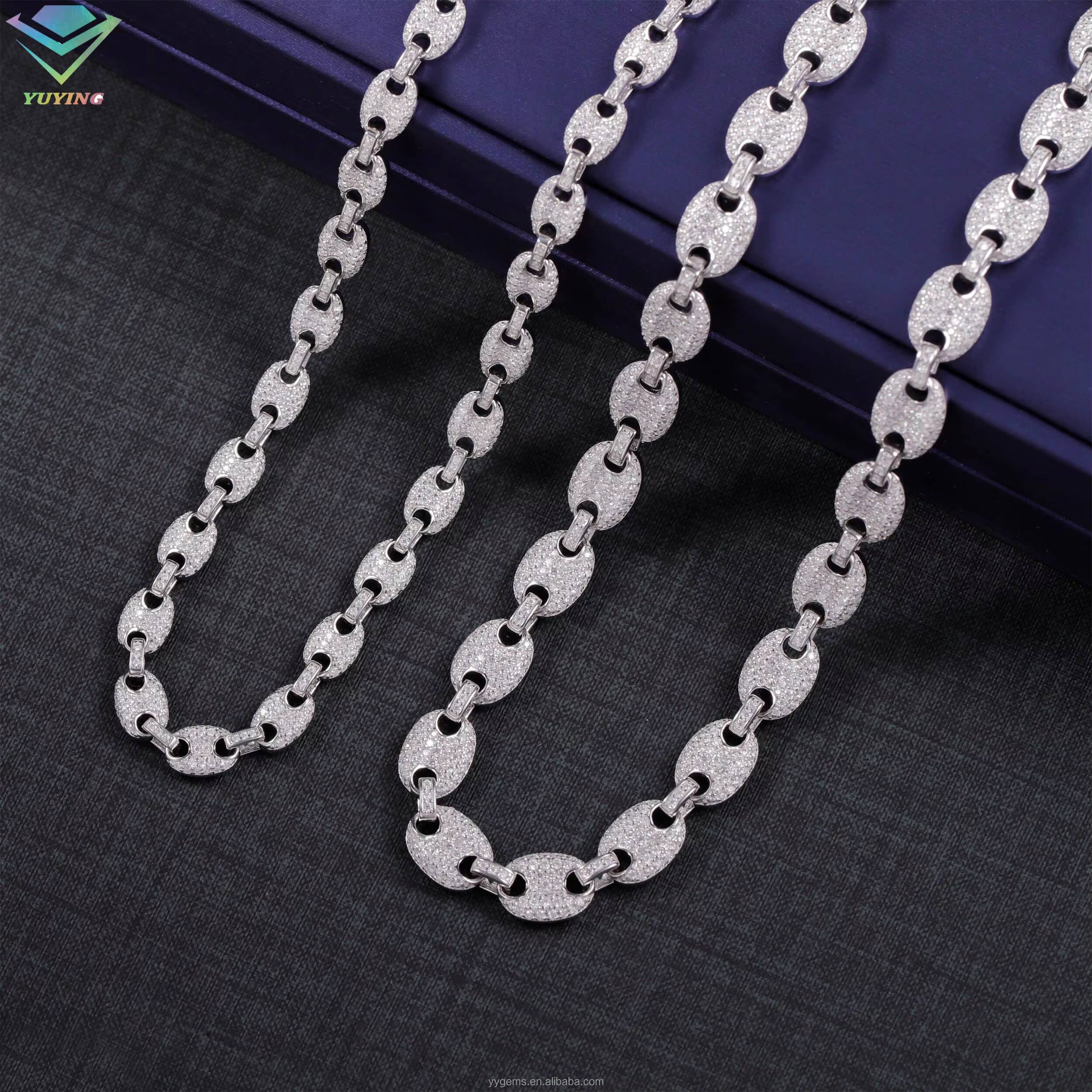Fashion Mossanite Cuban Chain Fine Jewelry 6mm 8mm Wide S925 Silver Diamond Necklace VVS Moissanite Hiphop Cuban Link Chain