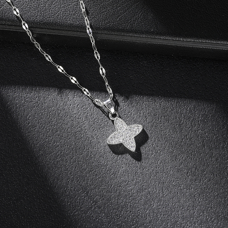 Korean Version Light Luxury Four-Leaf Clover Necklace for Women, Niche Personality, High-End Clavicle Chain, Internet Celebrity Trendy Versatile Jewel - view 3