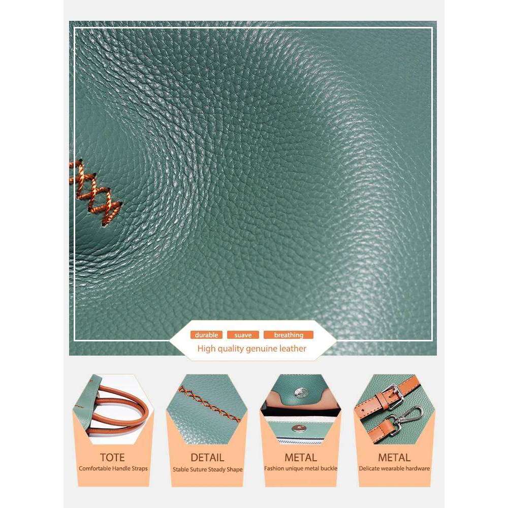 Zency Women's Genuine Leather Shopper Designer Shoulder Bags Handbag Large Bucket Bag Tote Cross Body 2024 Bolso De Mujer