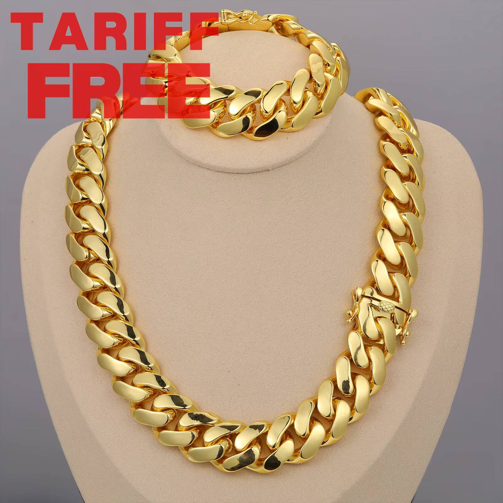 Cadenas Cubana Wholesale Hip Hop Jewelry Luxury 14K 18K 24K Gold Plated Choker Solid Miami Cuban Link Chain Necklace for Men