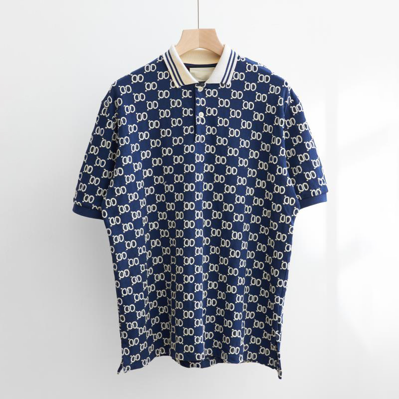 High quality designer men's T-shirt polo shirt men's polo shirt embroidered jacquard pattern business fashion versatile top short sleeved shirt