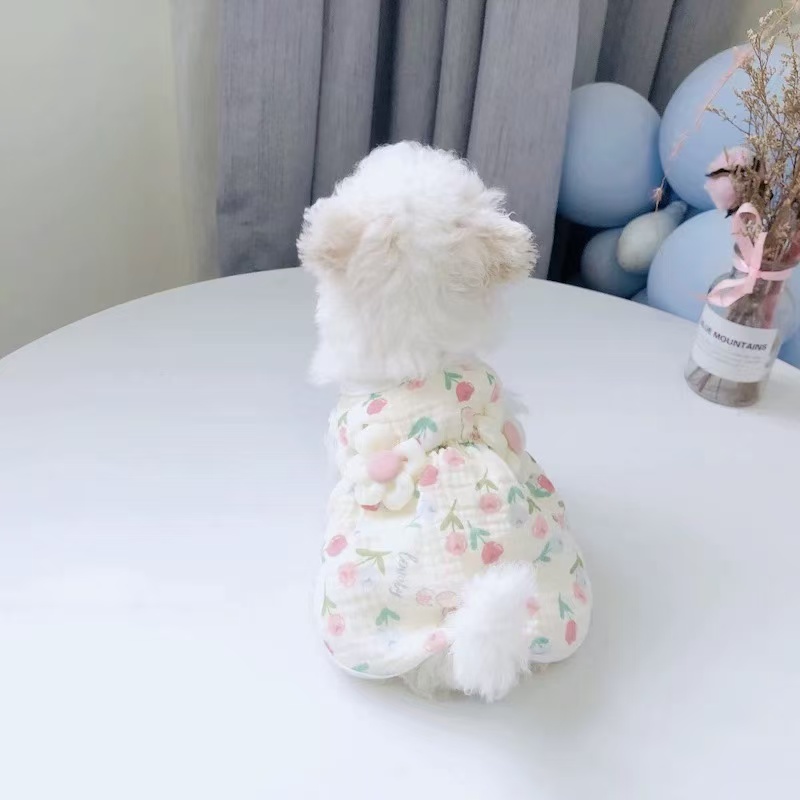 T1068 Pet clothes autumn and winter silk cotton ins dog clothes Teddy Bichon Poodle small dog cat spring and autumn pajamas