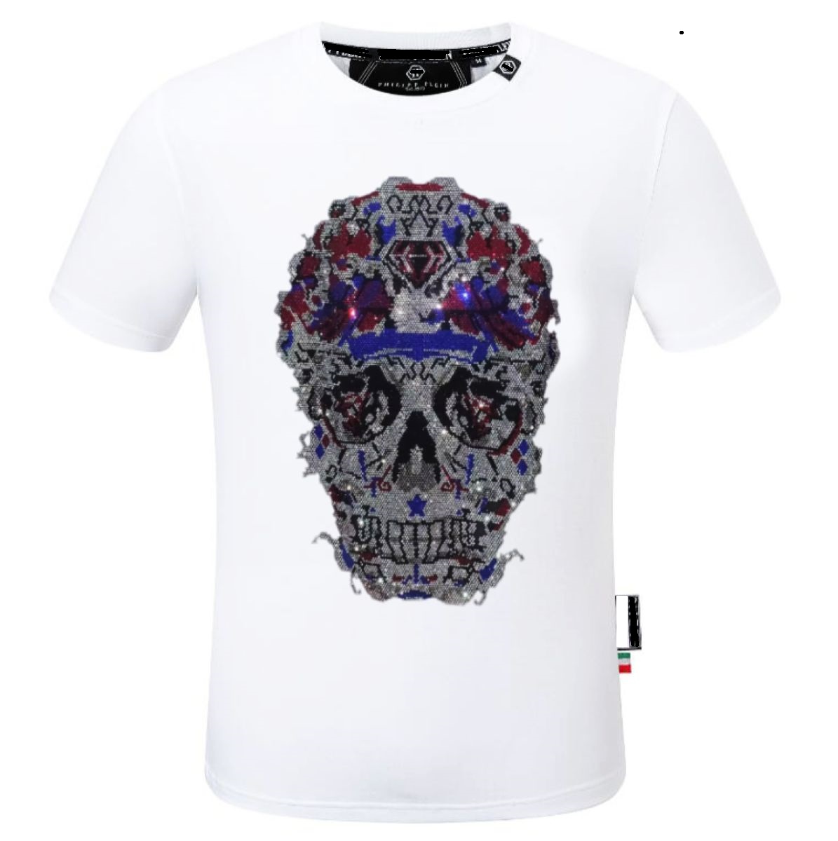 Men Short Sleeve Streetwear Men PLEIN ALI Homme Diamond Summer Slim Fit T-Shirts High Quality Outfits S-3XL