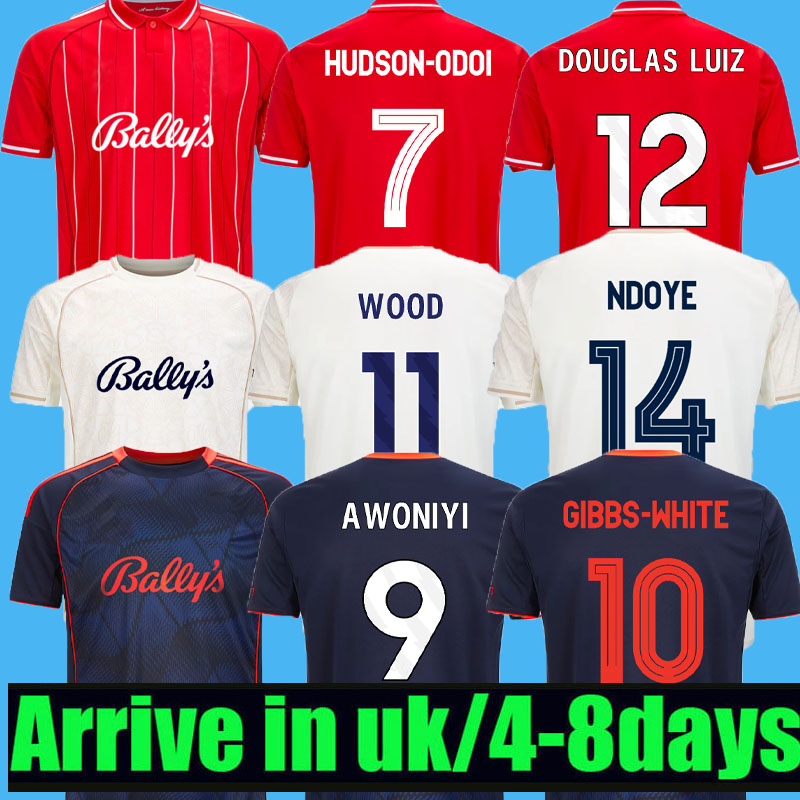 S-4XL 25 26 NottinghamS Soccer JerseyS Forest 2025 2026 DOUGLAS LUIZ NDOYE GIBBS-WHITE Hudson-Odoi AWONIYI Yates WOOD JOTA home away third football shirts man kids kit