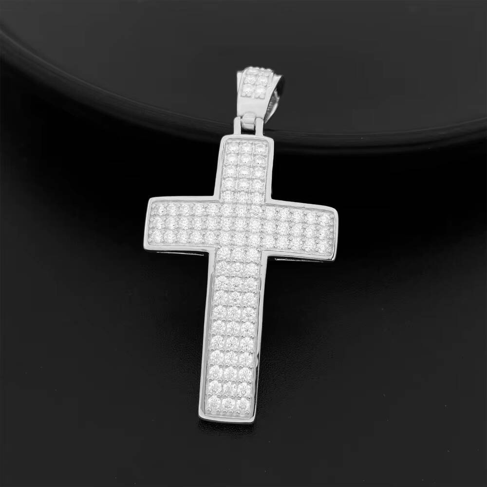 Hip Hop Jewelry for Men Women Rapper 925 Silver Vermeil Chain Iced Out VVS Moissanite Chains Diamond Cross Pendant Necklace