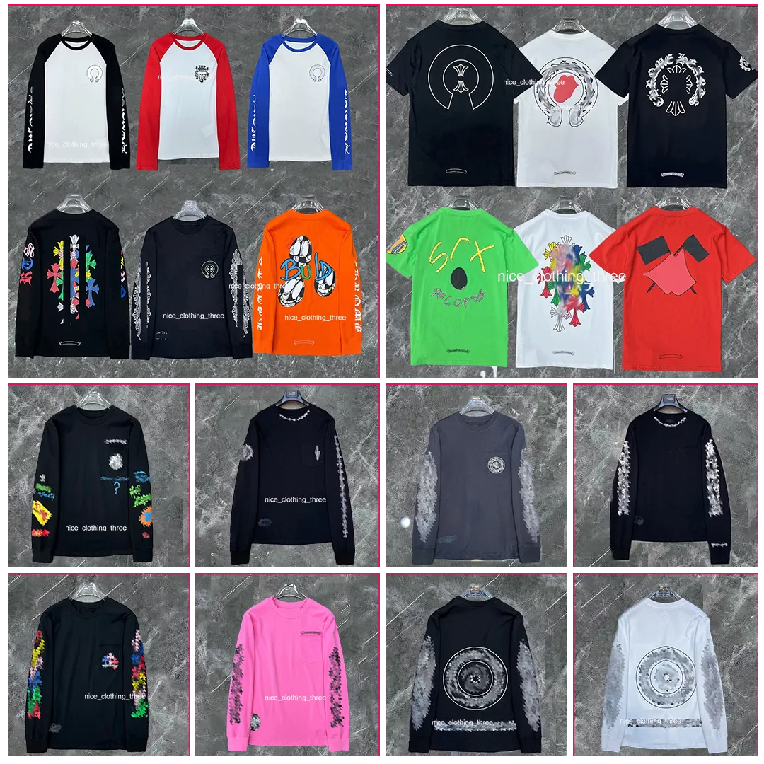 Chrome T-Shirt Fashion Designer T Shirt Mens Shirts Printed Cotton Casual Cross Tees Short Sleeve Hip Hop Streetwear Luxury Tops Long Sleeved Tshirt