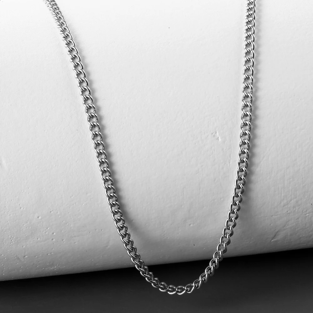 Stainless Steel Gold color Chain Necklace for men Long Chain Choker Men Collar Neck Lace Diy Pendant Silver Color Cord Lobster 250829