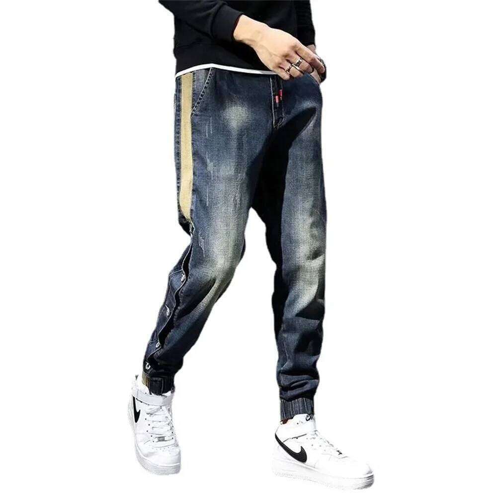 Mens Harem Pants Fashion Pockets Desinger Loose Baggy Moto Jeans Men Stretch Retro Streetwear Relaxed men clothing pants