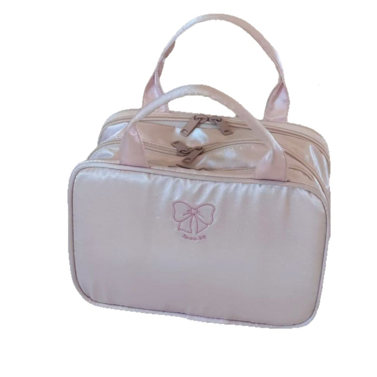 2025 Autumn New Elegant Makeup Bag Simple, Lightweight, Large Capacity Travel Double Zipper Storage Bag Handheld Toilet Bag Designer Handbag