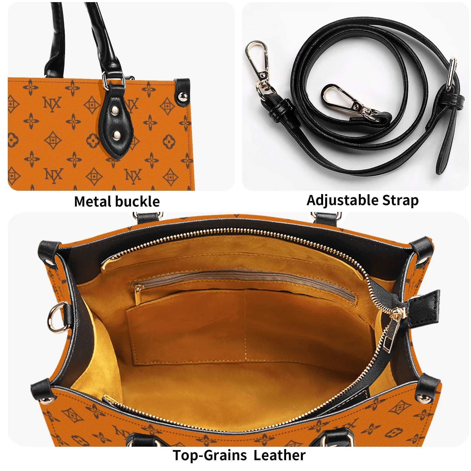 Luxury Twill Leather Tote Bag with Zip orange Wallet Crossbody Bag for Women Closure Spacious Shopping Messengers Purses 250829