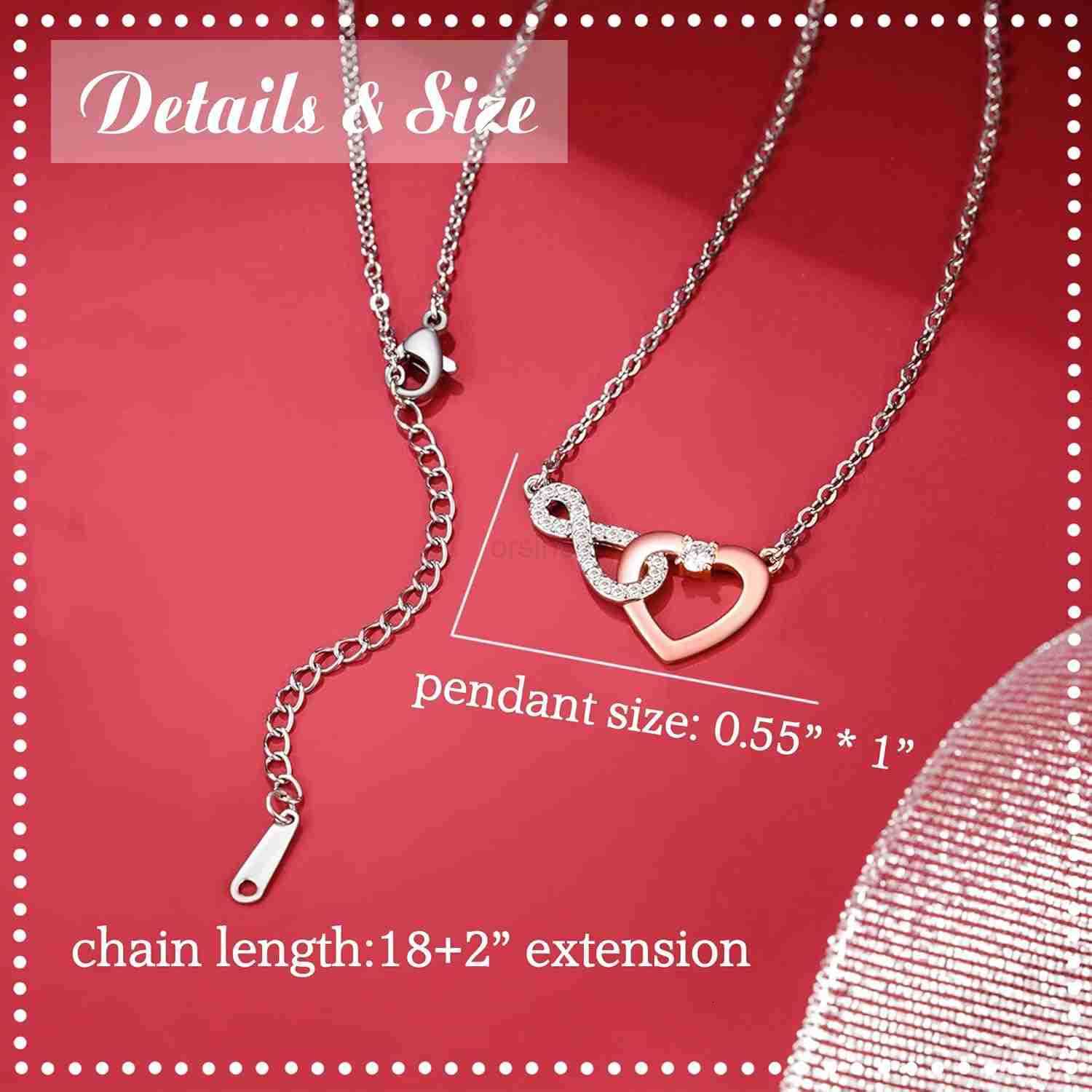 Dainty Heartfelt Infinity Heart Necklace for Mother Daughter Girlfriend Soulmate Grandma Granddaughter Bonus Mom Bonus Daughter Motherinlaw Friend M25
