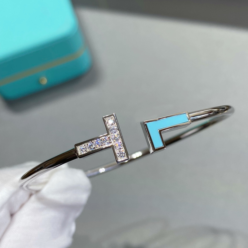 Designer bracelet engraved with letters T-shaped diamond bracelet women's classic jewelry luxury unisex, fashion celebrity style bracelet with box