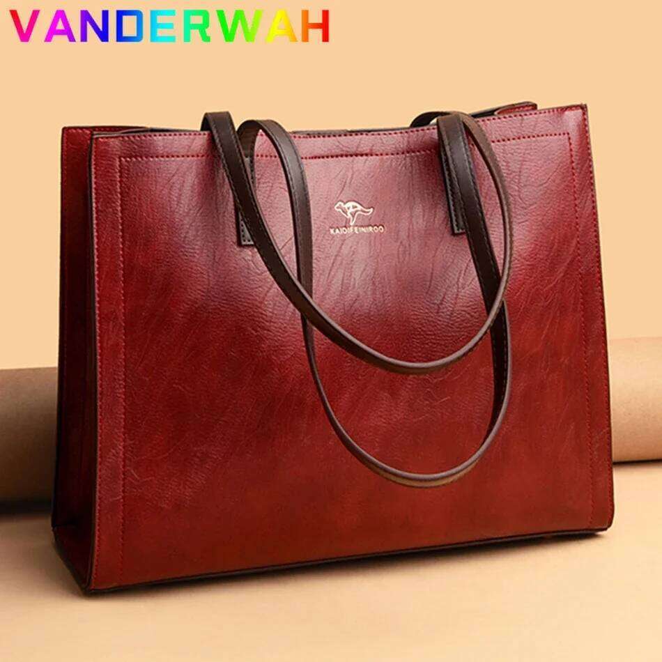 Vintage Large Capatity Tote Shoulder Fashion Top-Handle High Quality Pu Leather Bags Casual Letter Design Handbag