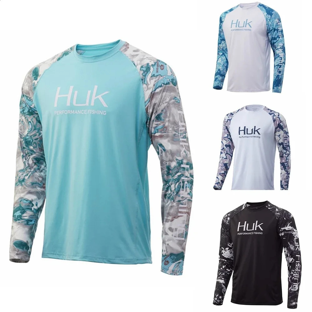 HUK Fishing Shirts Long Sleeve Uv Protection Clothing Mens Outdoor Summer Jersey Upf 50 Clothes Performance Breathable 250828
