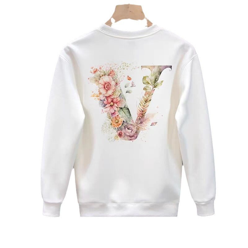 Men Designer Luxury Cotton Thicken Sweatshirt Women Floral Letter V Printed Crew Neck Casual Fashion Streetwear for Urban Style Lovers