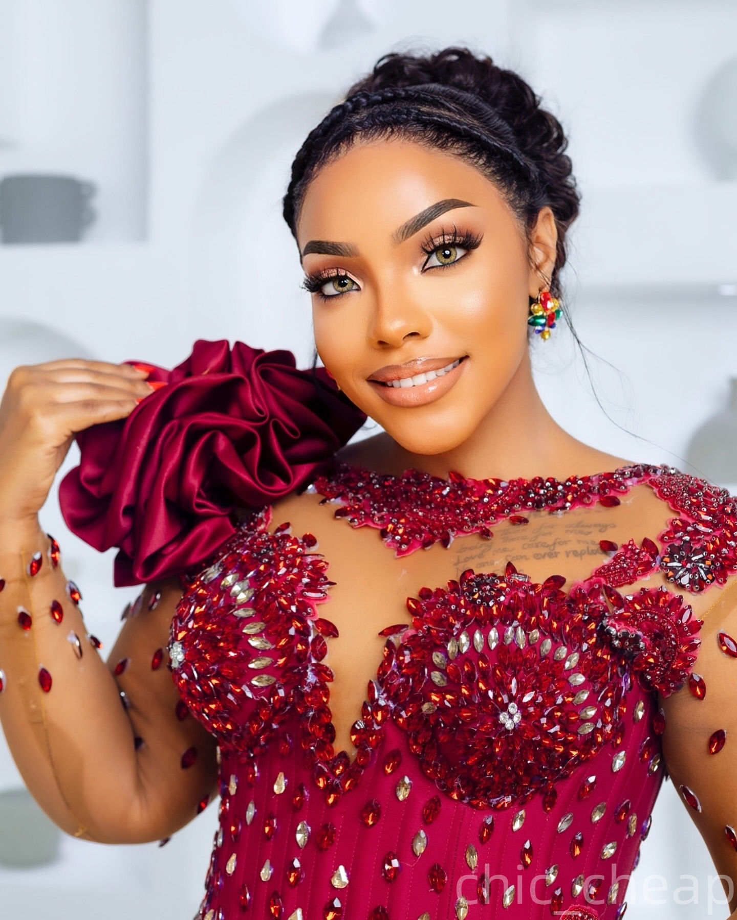 Aso Ebi Burgundy Mermaid Prom Dress 2025 Printed Crystals Evening Formal Party Birthday Dresses Robe De Sorrie Reception Gowns For Special Occasions