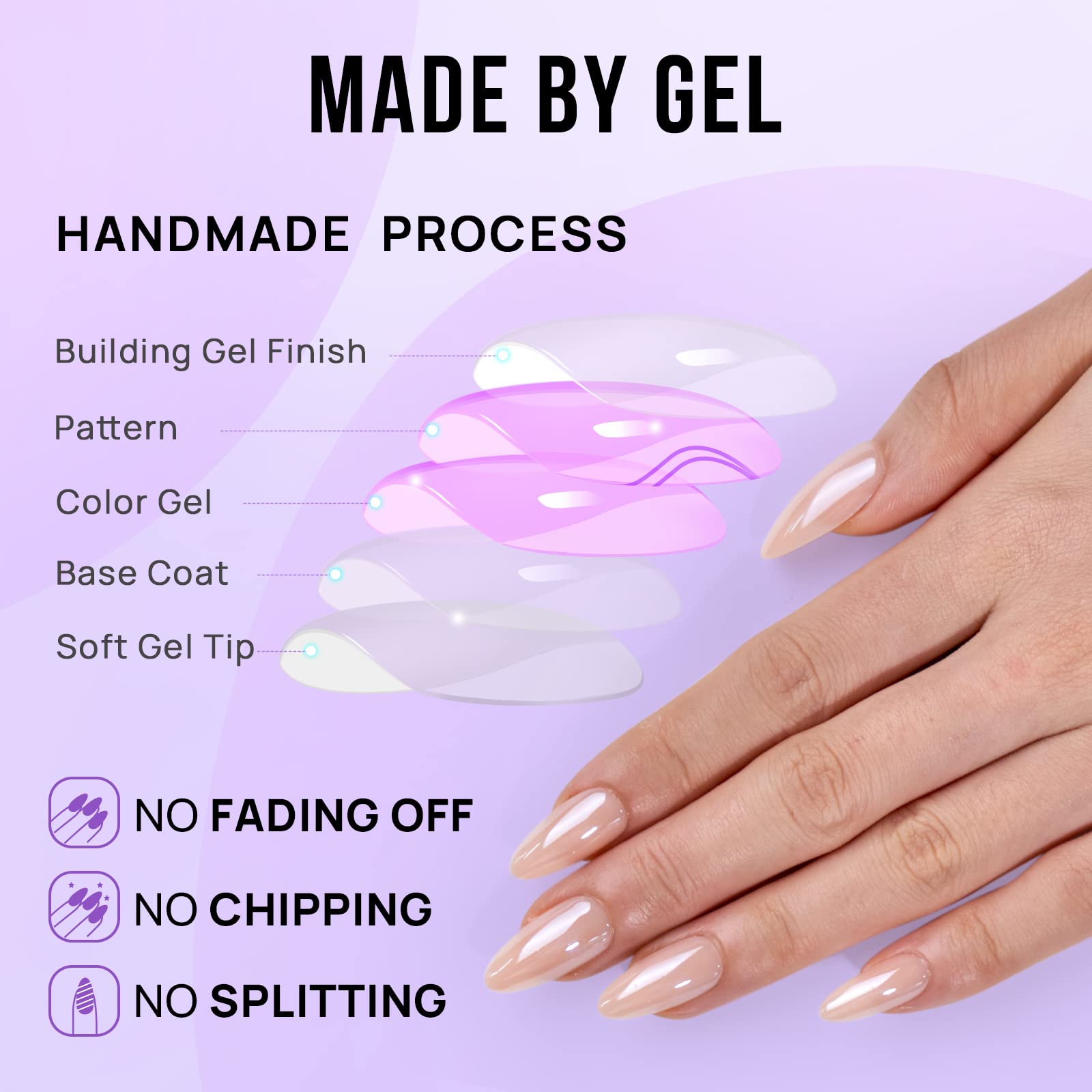Almond Style Press On Nails With A Fashionable Atmosphere, A Must-have For Girls And Women At Parties And Banquets