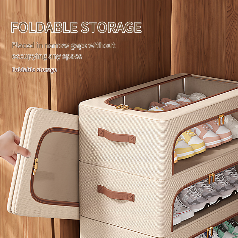 Tianshan Cotton and Hemp Shoe Box Storage Box Transparent Non Space Occupying Drawer style Folding Bed Bottom Baby Shoe Storage Artifact