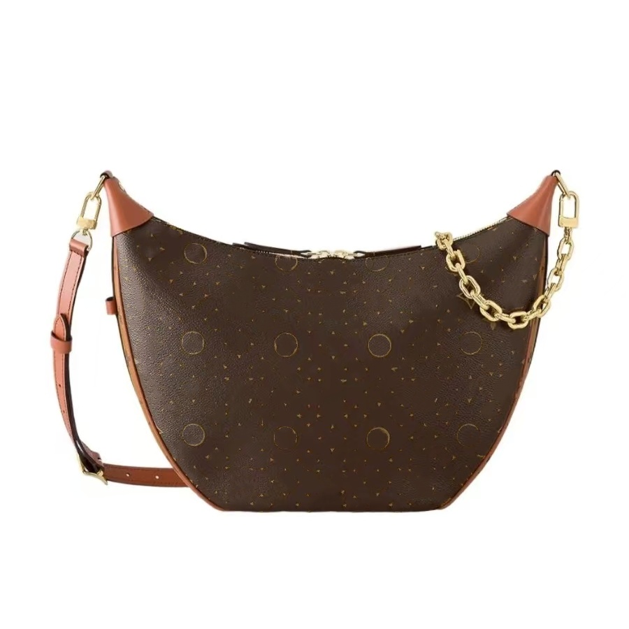 Womens M46311 Luxury mens half moon Clutch Bagsmirror quality LOOP HOBO crescent chain Designer bag Cross Body Totes handbag cowhide Leather Evening Shoulder Bags