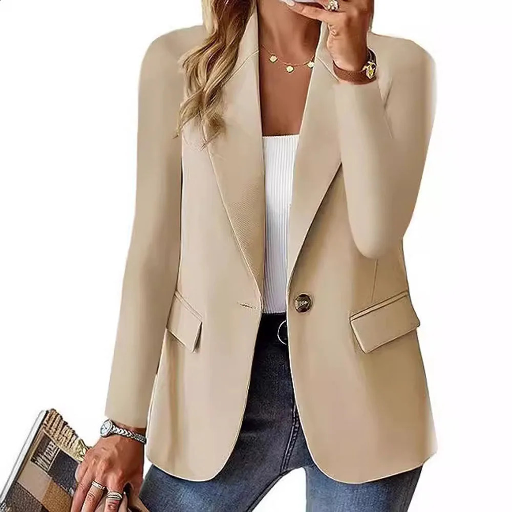 Women OL Blazer Spring Autumn Female One Button Long Sleeve Solid Slim Workwear Business Blazer Coats OUFY3008 250828