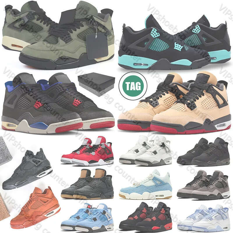 with box rare undefeated 4 basketball shoes designer men women 4s black cat cave stone white cement by brick denim mens trainers outdoor sports sneakers 0165