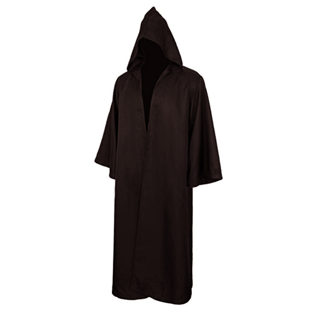 Halloween Cloak Soft Unisex Hooded Long Shirt Black Robe Witch Cape Cosplay Wizard Costume Prop Party Supplies Holiday Decor