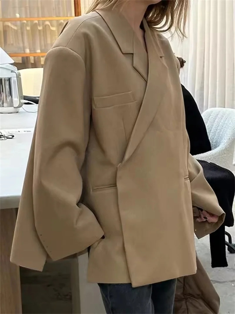 Fashion Women Blazers Long Sleeve Lapel Side Button Suit Jacket 2025 Spring Notched Ladies Office Workwear Outwear 250828