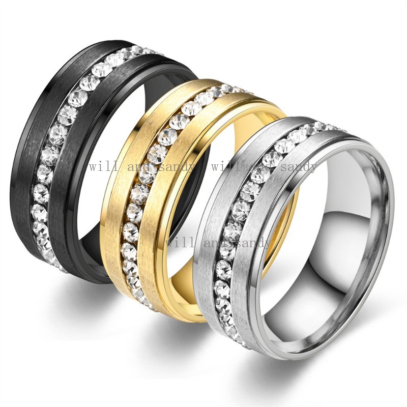 Non Tarnish Stainless Steel Cubic Zirconia Wedding Promise Band Rings for Women Men Engagement Eternity Ring Gold Rings Men's Dragon Celtic Ring 