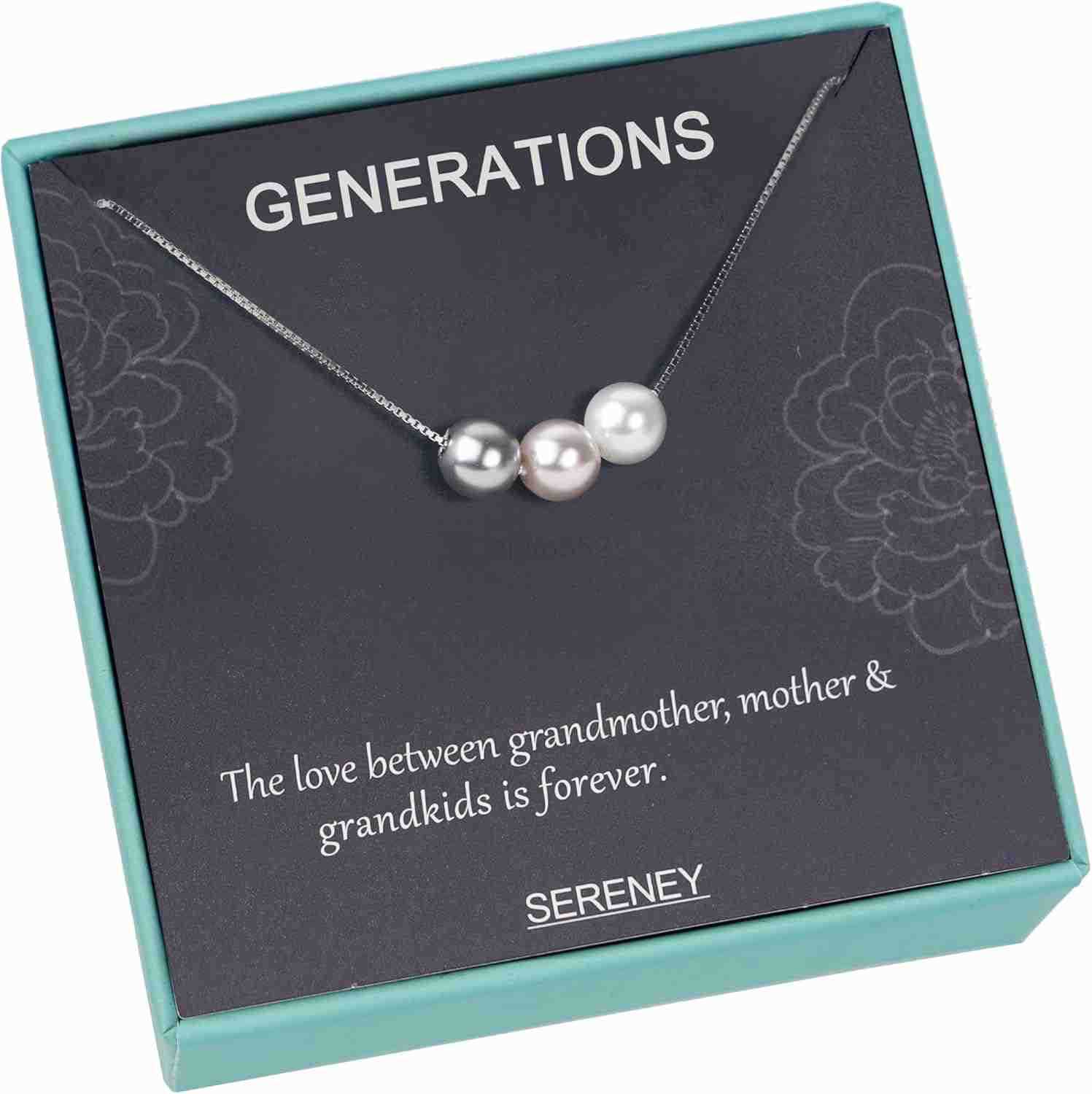 Sereney Three Generations Necklace as Birthday Gifts for Grandma 3 Circles Grandmother Granddaughter Mother Jewelry for Mom 3 Sterling Silver Necklace
