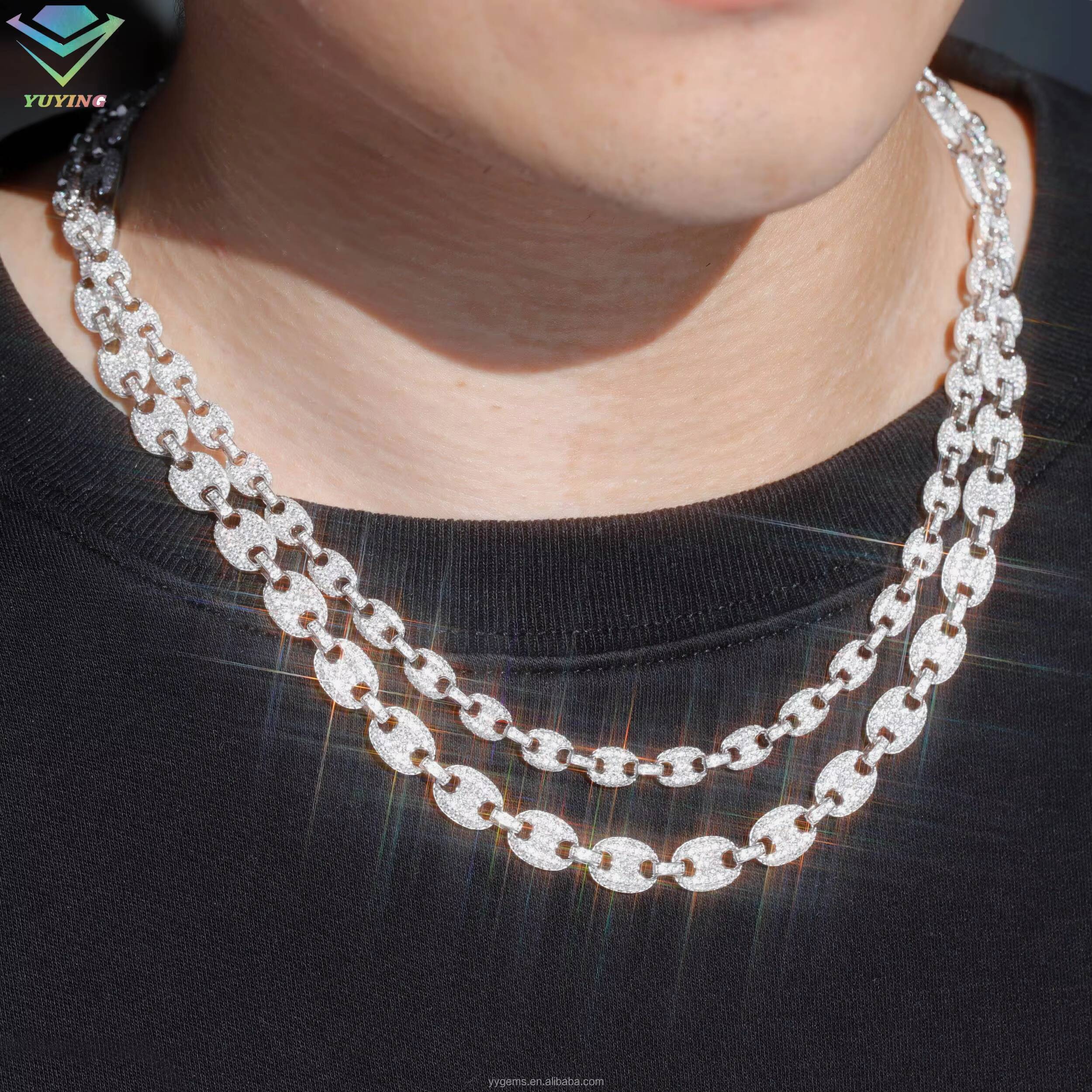 Fashion Mossanite Cuban Chain Fine Jewelry 6mm 8mm Wide S925 Silver Diamond Necklace VVS Moissanite Hiphop Cuban Link Chain