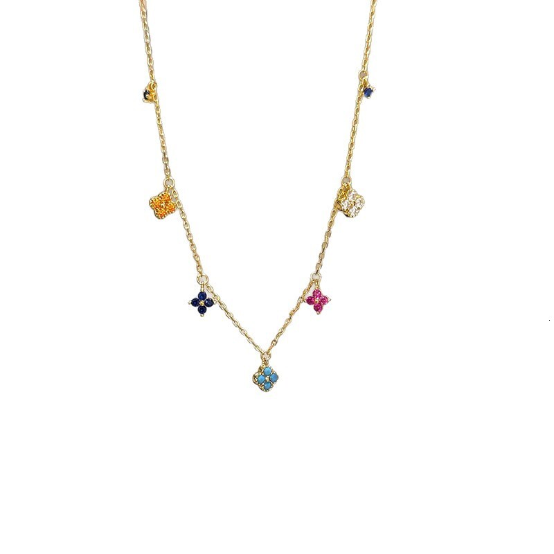 Dopamine Colorful Four-Leaf Flower Necklace for Women 2025 New Light Niche Exquisite High-End Versatile Elegant Whitening - view 6