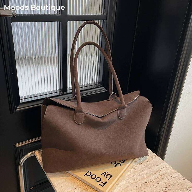Business Briefcase Style Shoulder Bags For Women Soft Faux Suede Big Capacity Shopper Totes 2025 Latest Designer Handbags