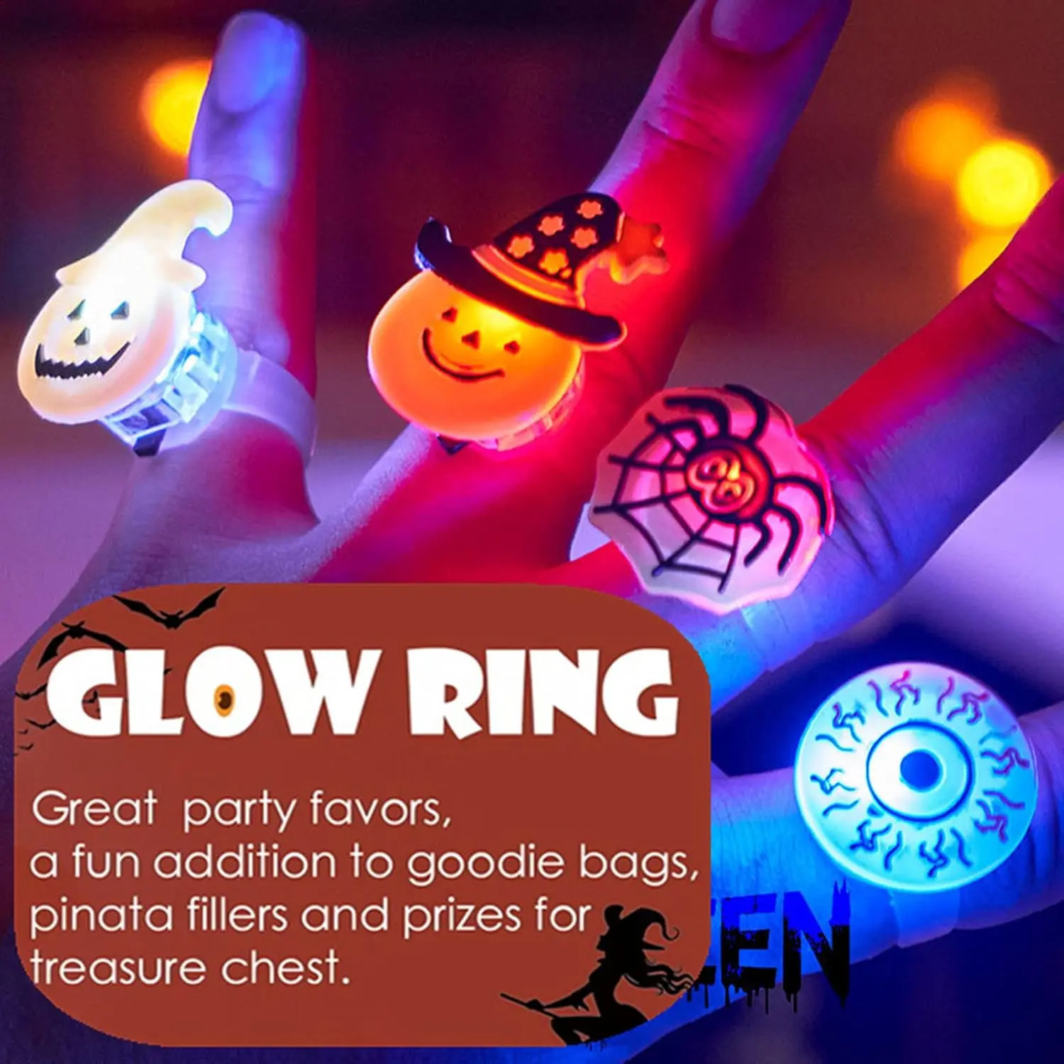 20/50pc Halloween LED Light Up Rings Toys Horror Pumpkin Ghost Spider Glow Finger Rings for s Trick Party Supplies Party Gift 250828