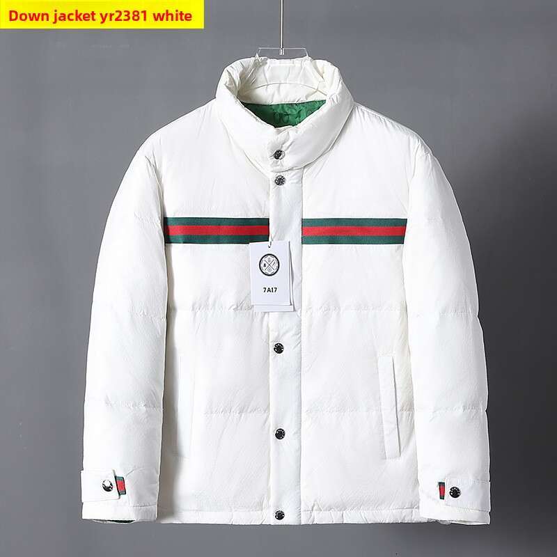 90 White Duck Down Jacket For Winter Fashion Color-Block Webbing Designer Clothes Men Warm Thick Stand Collar Casual Coat Men