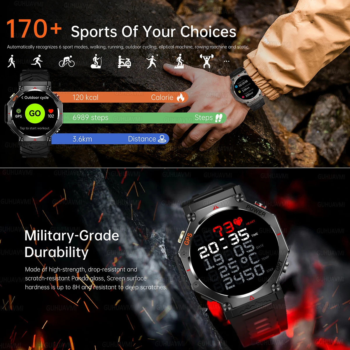 Military Smart Watch TRex 3 Bulitin GPS Compass Altimeter Barometric TM IP69K Waterproof AMOLED Bluetooth Call watch 250829 - view 6