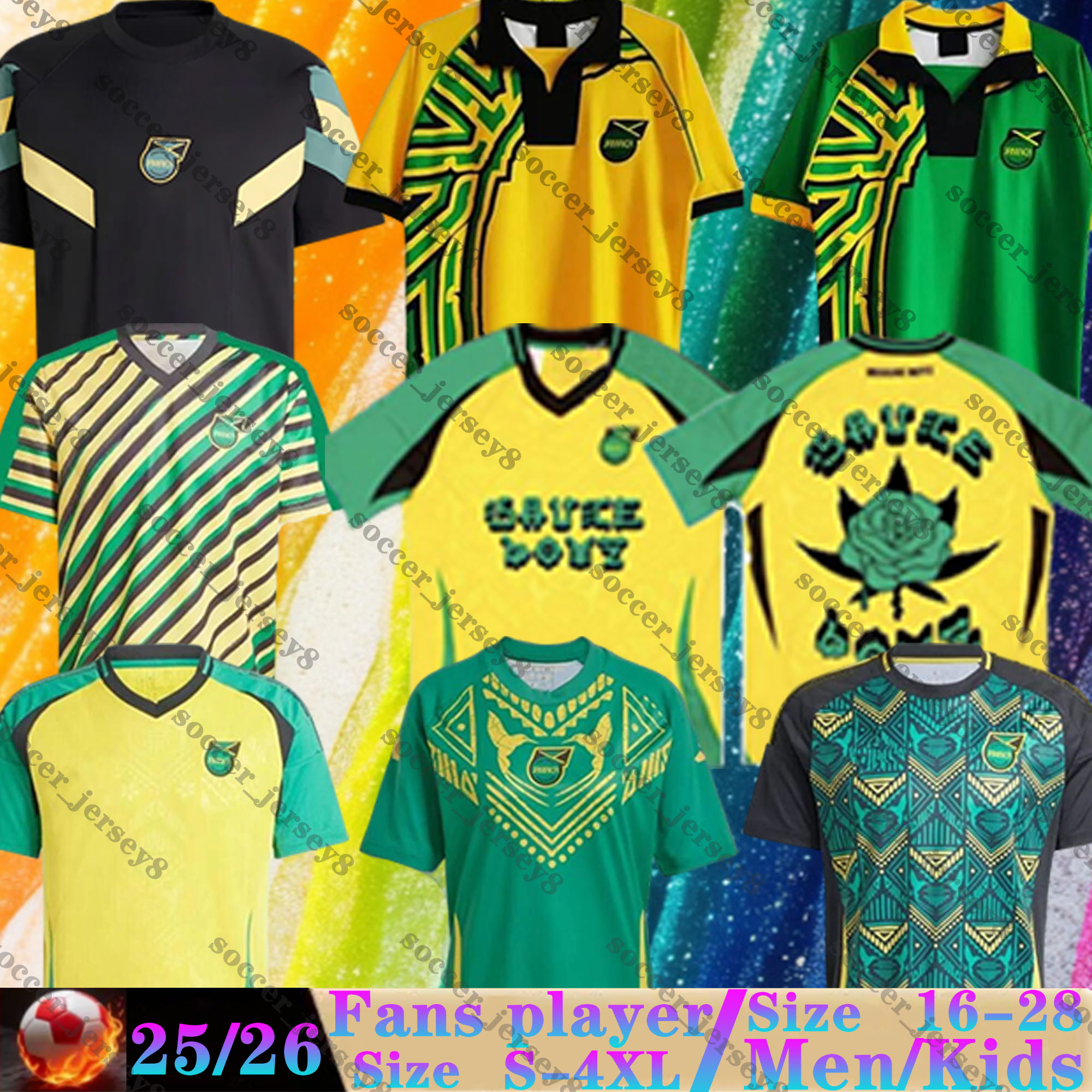 24 25 26 Jamaica Home Away Antonio Nicholson Soccer Jersey retrio 1998 Morrison Bailey Lowe Bell Brown fans Player version 2025 2026 Men uniforms Football Shirts boys
