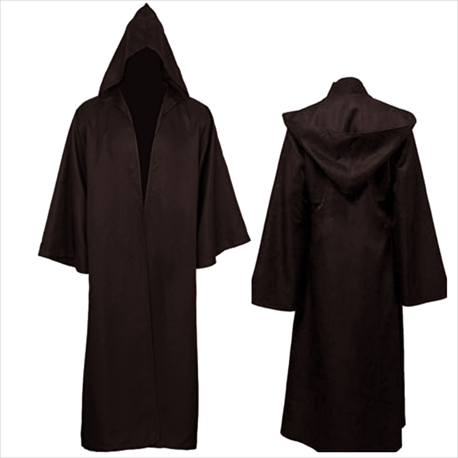 Halloween Cloak Soft Unisex Hooded Long Shirt Black Robe Witch Cape Cosplay Wizard Costume Prop Party Supplies Holiday Decor