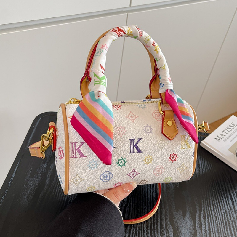 Free Shipping New Designer Colorful Print Boston Pillow for Women, Versatile Shoulder & Tote Bag