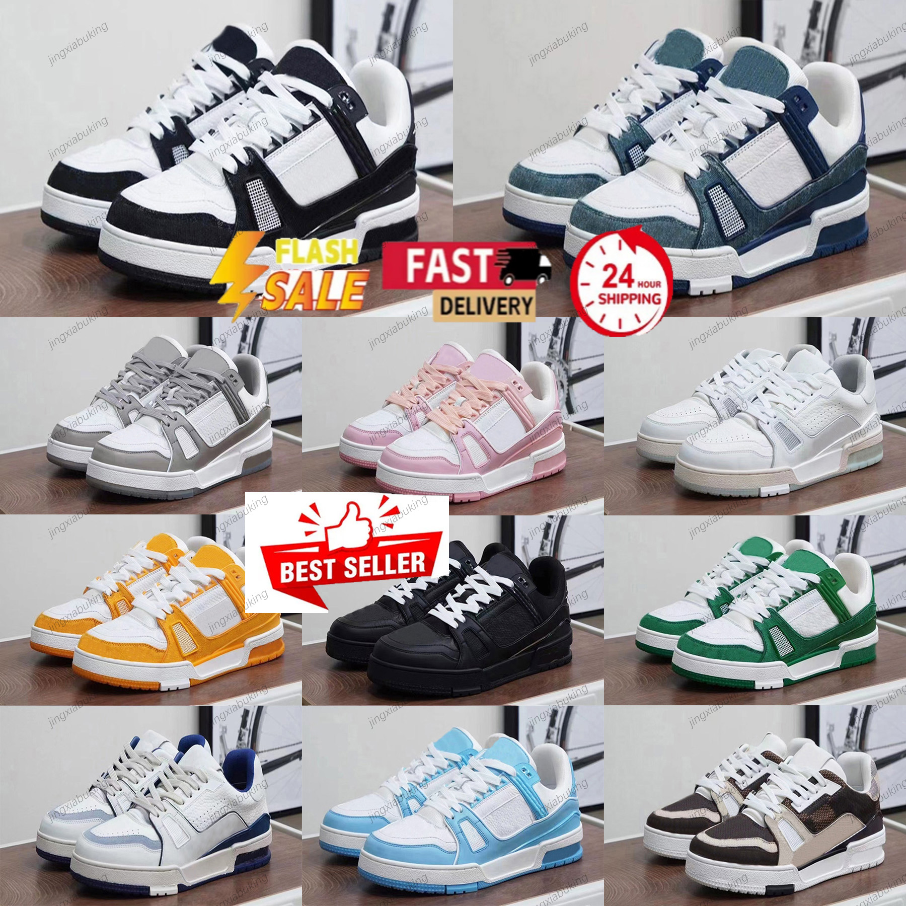 Designer shoes Embossed Shoes sneaker trainer Casual shoes denim canvas leather white green redblue letter fashion platform mens womens low trainers Size 36-45
