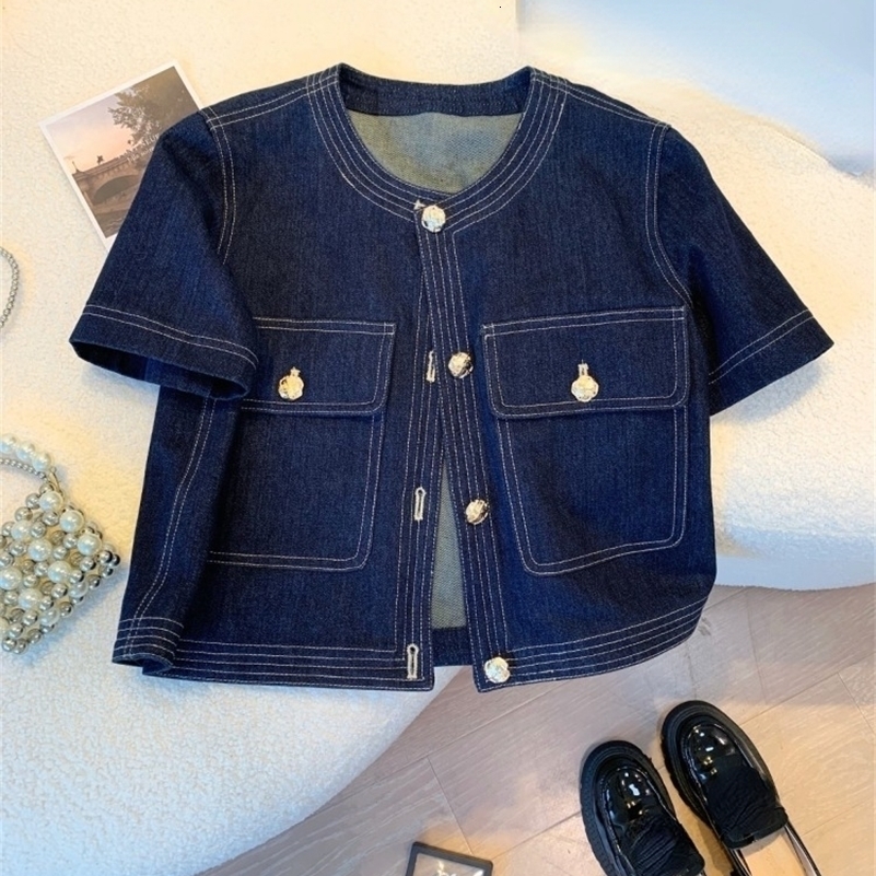 Streetwear Denim Jackets for Women Short Sleeve Summer Jean Jacket Outwear 2025 Ropa Mujer Fashion Vintage Coat Cropped Tops 250828