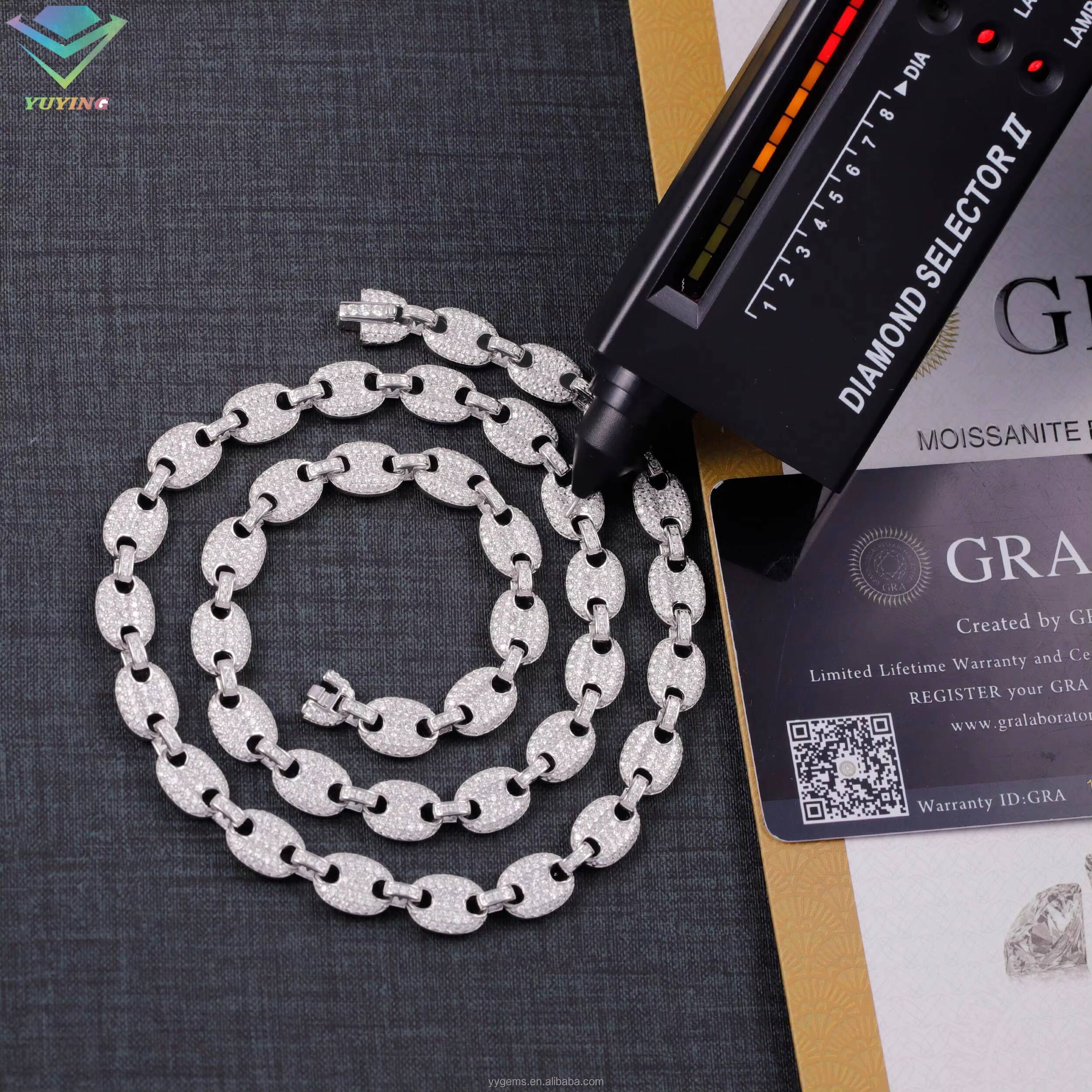Fashion Mossanite Cuban Chain Fine Jewelry 6mm 8mm Wide S925 Silver Diamond Necklace VVS Moissanite Hiphop Cuban Link Chain