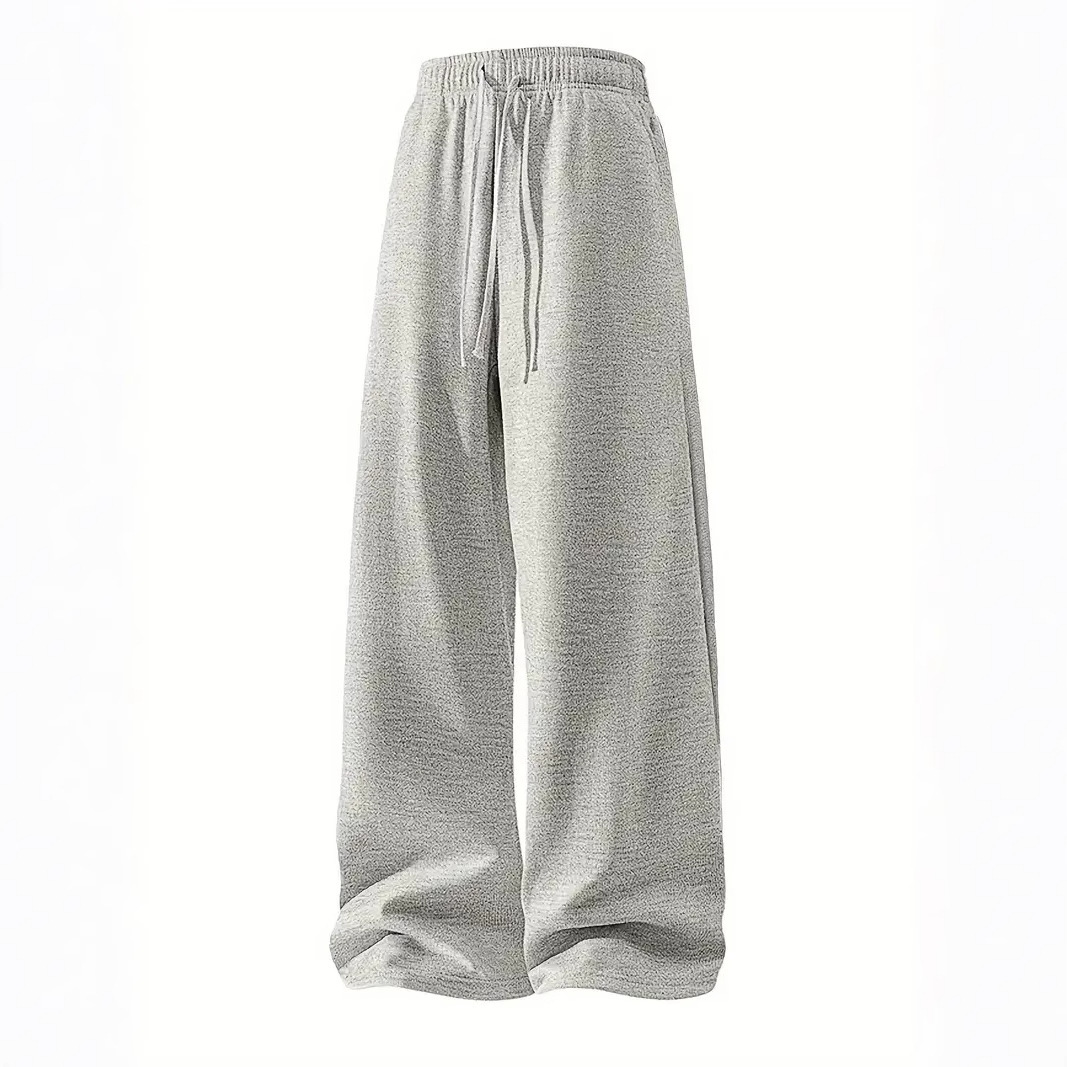 Men's Pants Pack Drawstring Fashion Man Sweatpants Solid Color Casual Straight Linen Loose Trousers Summer Baggy