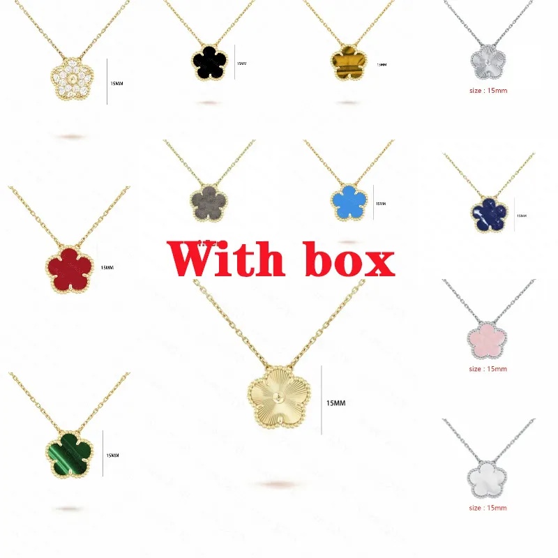 4 Four Clover designer necklace 18K Gold Jewelry moissanite chains Necklaces for women Stud men luxury Various color jewellery necklaces Day Birthday Gifts