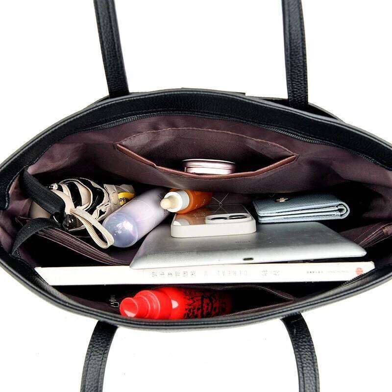 Solid Color Handbag Designer High Quality Leather Shoulder Bags For Women 2024 High Capacity Shopping Tote Bag