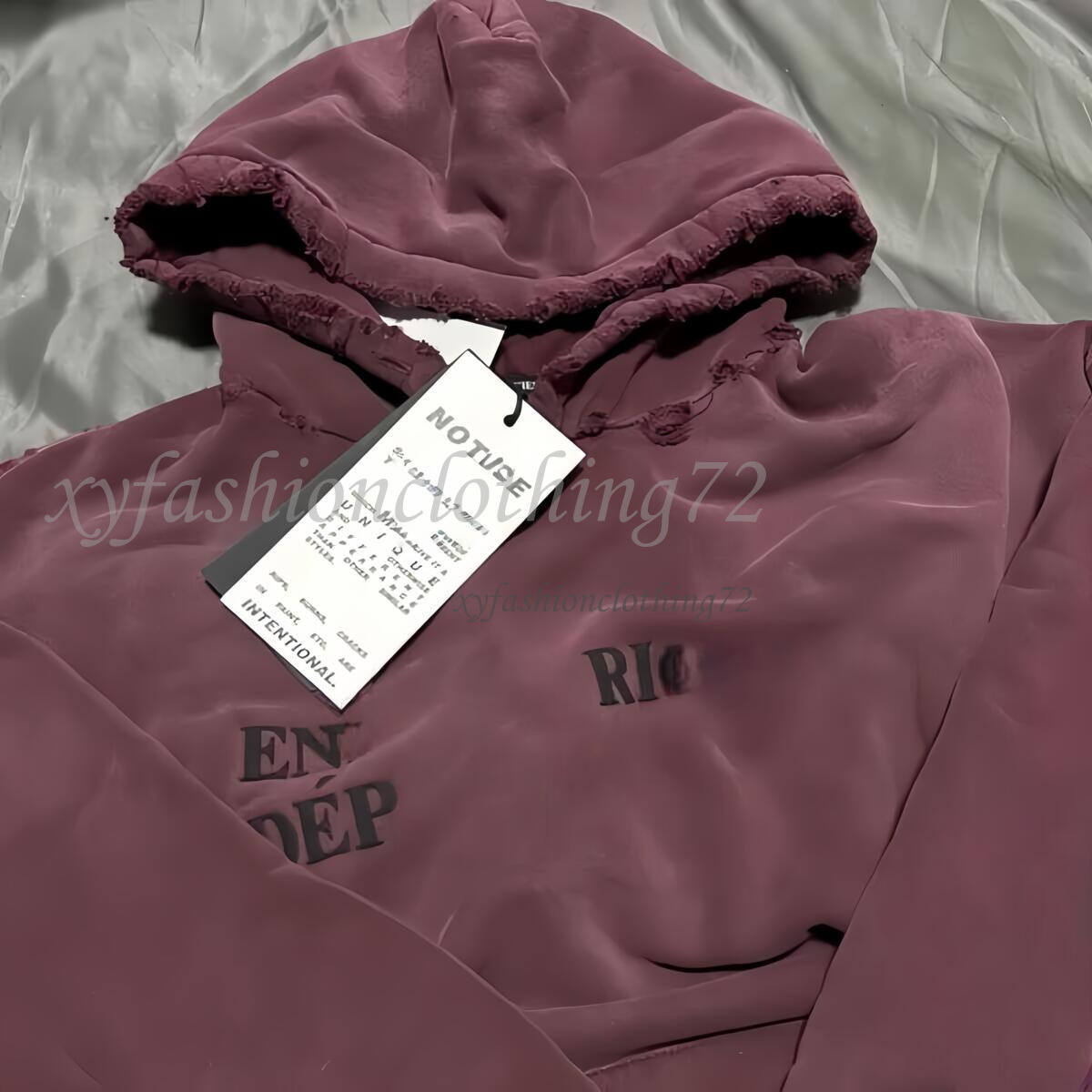 Men's Hoodies Sweatshirts 24ss Winter New Claret ERD Hoodie Slogan Print Torn Holes Washed Old Hooded Sweatshirt Men Women Hiphop Street 7a 70